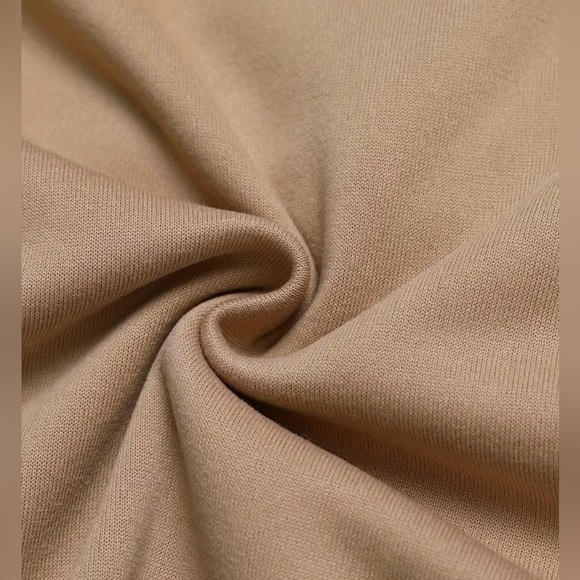 Hooded Solid Sweatshirt Dress. Color: Khaki Size: XL - Picture 6 of 9